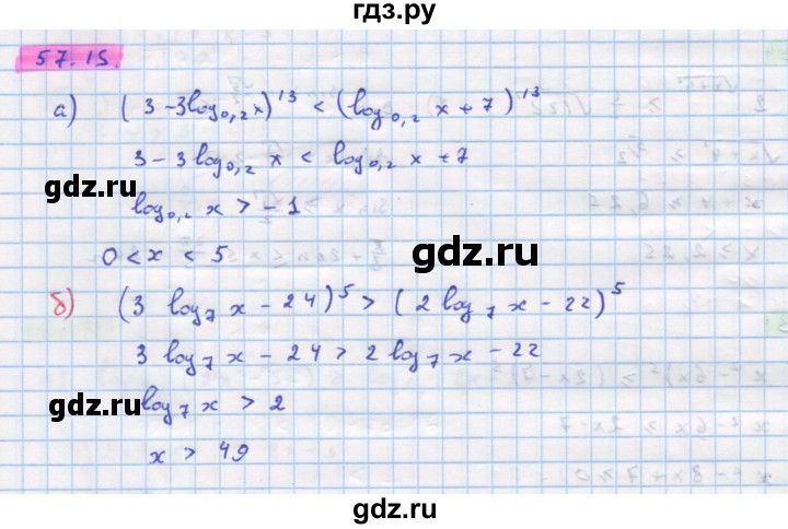 ГДЗ по алгебре 10‐11 класс  Мордкович Учебник, Задачник Базовый уровень §57 - 57.15, Решебник к задачнику