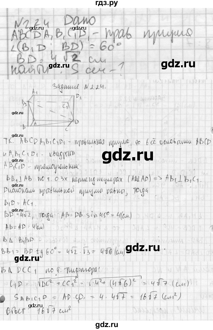 ГДЗ по геометрии 10‐11 класс Атанасян  Базовый и углубленный уровень 10 класс - 224, Решебник к учебнику 2023