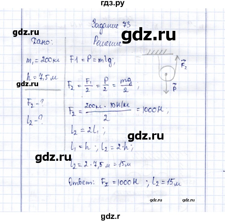 ГДЗ по физике 7 класс  Громов   задача - 73, Решебник к учебнику 2015