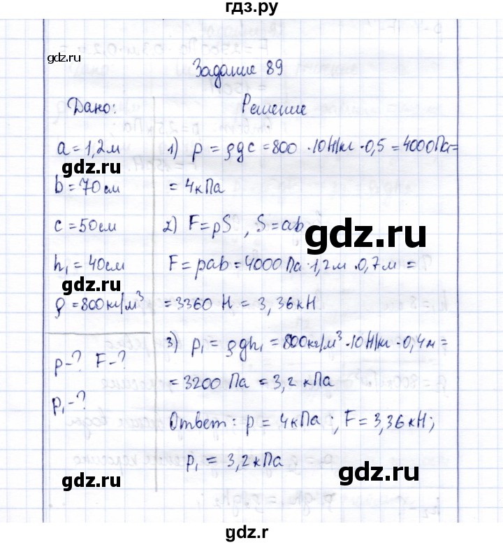 ГДЗ по физике 7 класс  Громов   задача - 89, Решебник к учебнику 2015