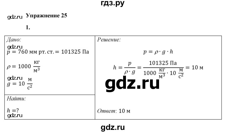 ГДЗ по физике 7 класс  Перышкин  Базовый уровень §42 / упражнение 25 - 1, Решебник к учебнику 2021 (Просвещение)
