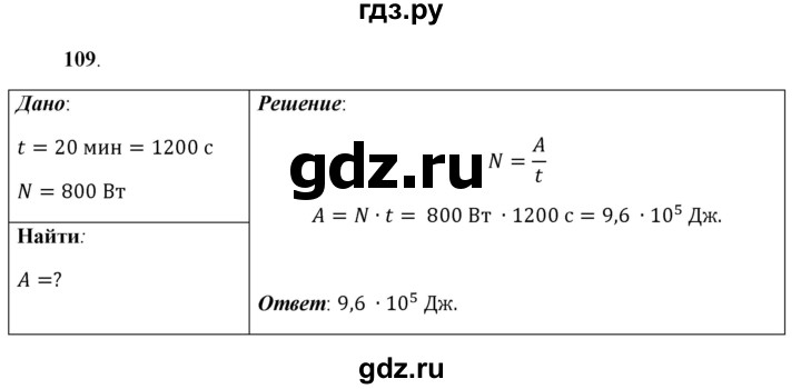 ГДЗ по физике 7 класс  Перышкин  Базовый уровень задача - 109, Решебник к учебнику 2021 (Просвещение)