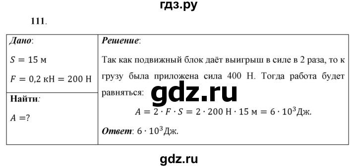 ГДЗ по физике 7 класс  Перышкин  Базовый уровень задача - 111, Решебник к учебнику 2021 (Просвещение)