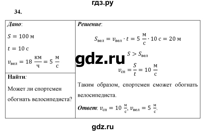 ГДЗ по физике 7 класс  Перышкин  Базовый уровень задача - 34, Решебник к учебнику 2021 (Просвещение)