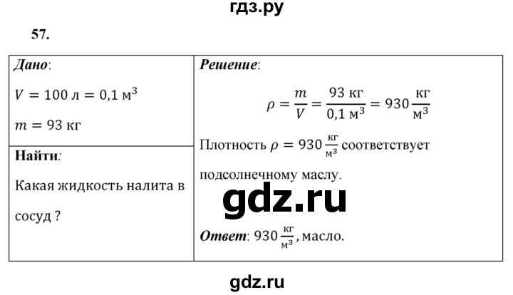 ГДЗ по физике 7 класс  Перышкин  Базовый уровень задача - 57, Решебник к учебнику 2021 (Просвещение)