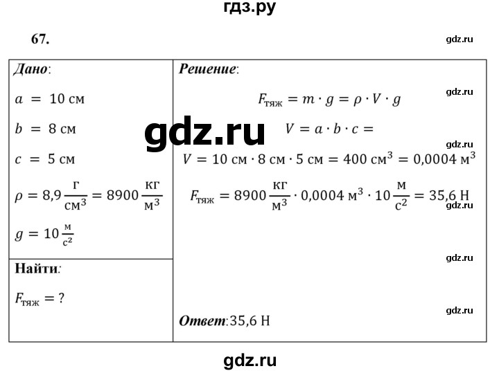 ГДЗ по физике 7 класс  Перышкин  Базовый уровень задача - 67, Решебник к учебнику 2021 (Просвещение)