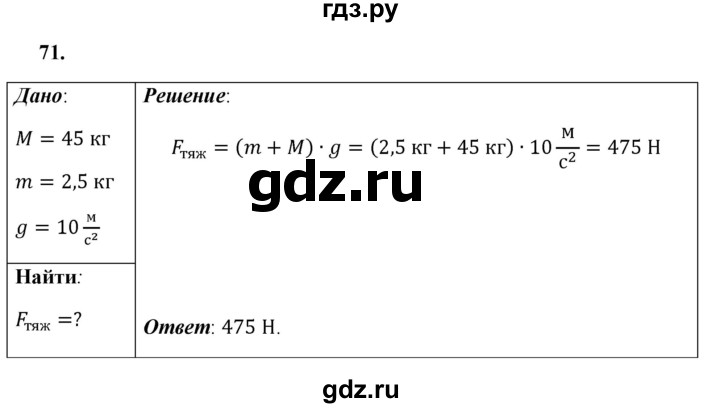ГДЗ по физике 7 класс  Перышкин  Базовый уровень задача - 71, Решебник к учебнику 2021 (Просвещение)