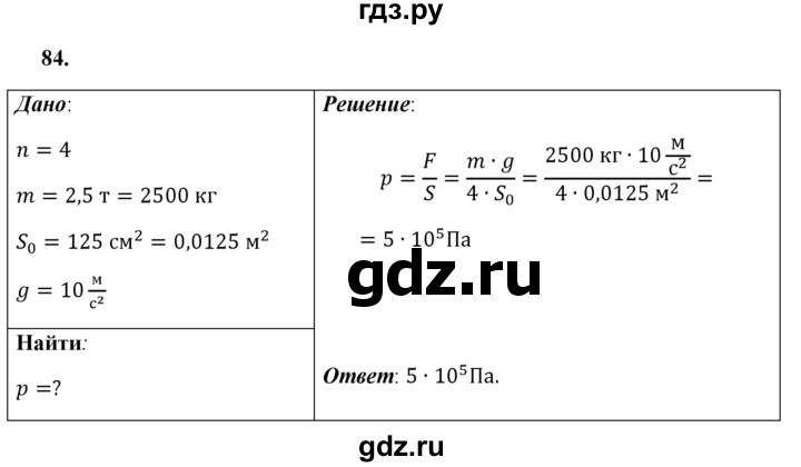 ГДЗ по физике 7 класс  Перышкин  Базовый уровень задача - 84, Решебник к учебнику 2021 (Просвещение)