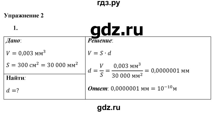 ГДЗ по физике 7 класс  Перышкин  Базовый уровень §8 / упражнение 2 - 1, Решебник к учебнику 2021 (Просвещение)