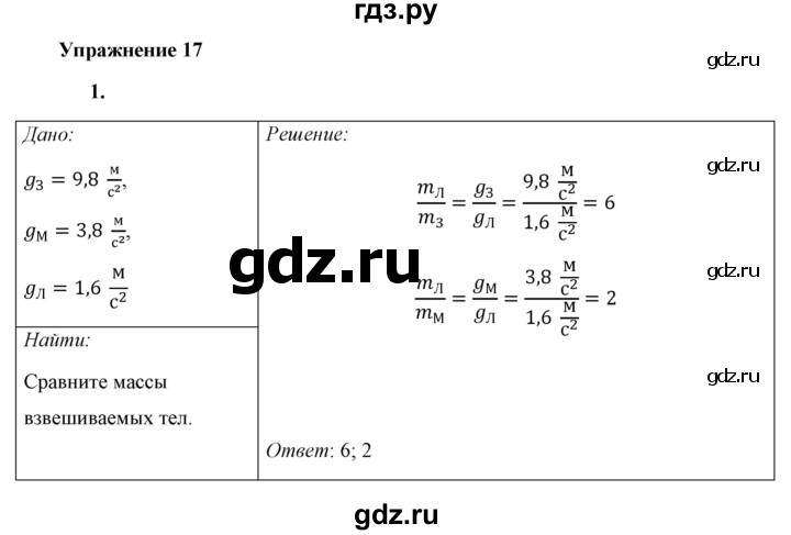 ГДЗ по физике 7 класс  Перышкин  Базовый уровень §29 / упражнение 17 - 1, Решебник к учебнику 2023 (Просвещение)