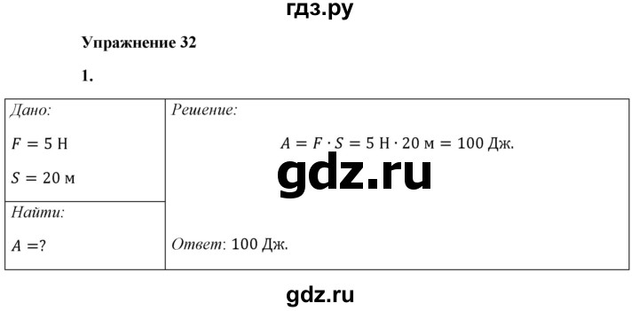 ГДЗ по физике 7 класс  Перышкин  Базовый уровень §50 / упражнение 32 - 1, Решебник к учебнику 2023 (Просвещение)