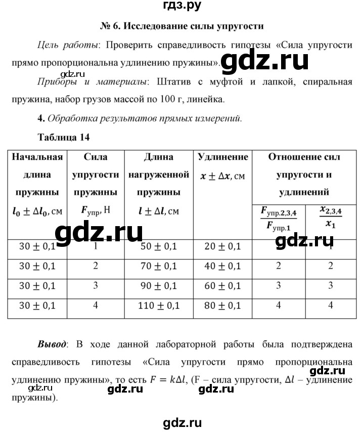 ГДЗ по физике 7 класс  Перышкин  Базовый уровень лабораторная работа - 6, Решебник к учебнику 2023 (Просвещение)