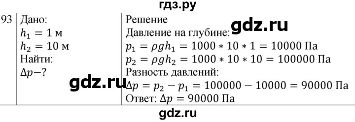 ГДЗ по физике 7 класс  Перышкин  Базовый уровень задача - 93, Решебник к учебнику 2023 (Просвещение)