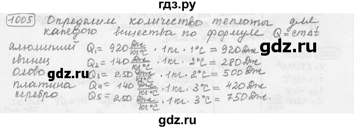 ГДЗ по физике 7‐9 класс Лукашик сборник задач  номер - 1005, решебник