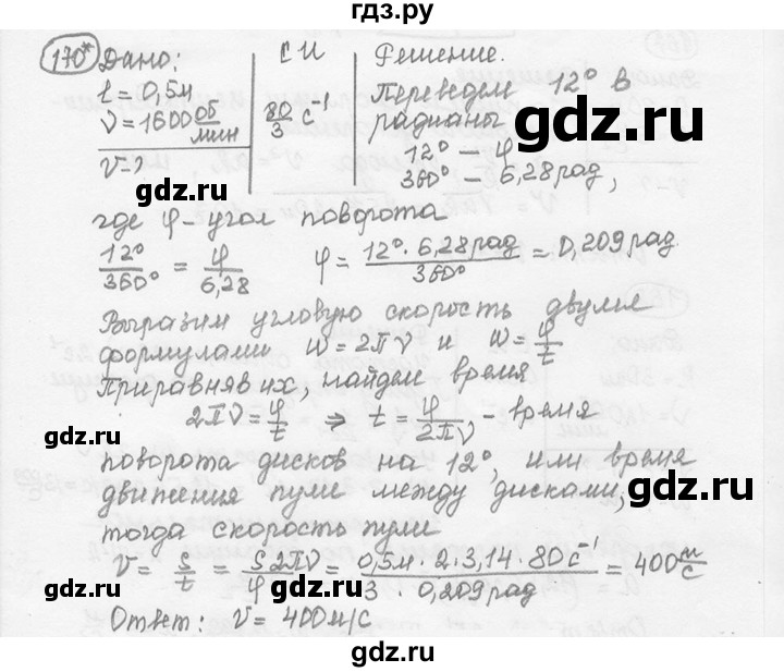 ГДЗ по физике 7‐9 класс Лукашик сборник задач  номер - 170, решебник
