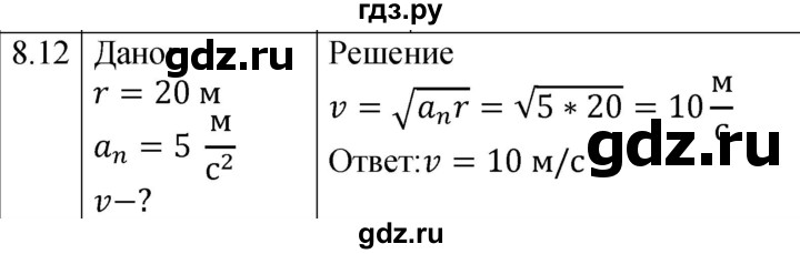 ГДЗ по физике 7‐9 класс Лукашик сборник задач  §8 - 8.12 [167], Решебник 2023