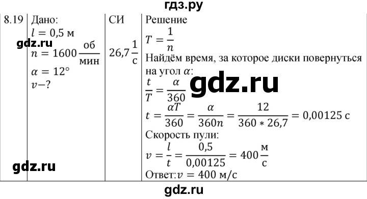 ГДЗ по физике 7‐9 класс Лукашик сборник задач  §8 - 8.19* [170*], Решебник 2023