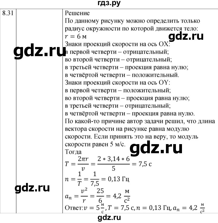 ГДЗ по физике 7‐9 класс Лукашик сборник задач  §8 - 8.31 [Н], Решебник 2023
