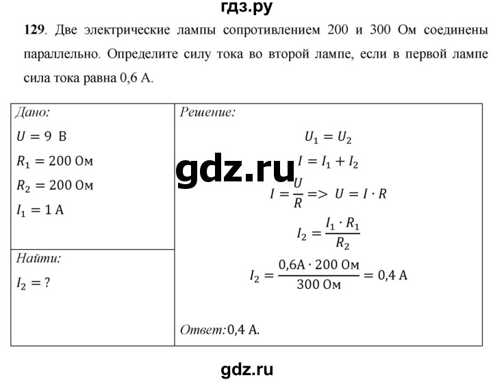 ГДЗ по физике 8 класс Громов   задача - 129, Решебник