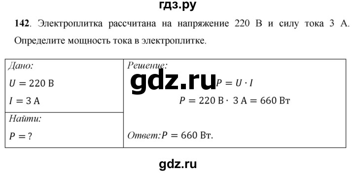 ГДЗ по физике 8 класс Громов   задача - 142, Решебник