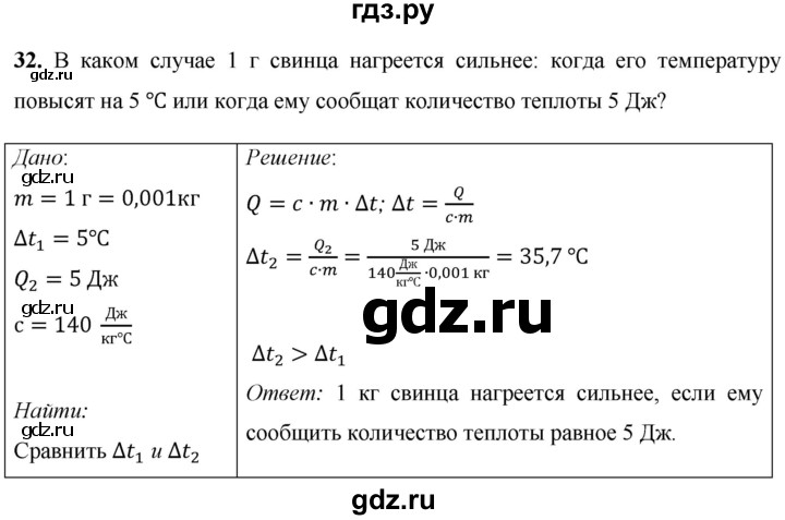 ГДЗ по физике 8 класс Громов   задача - 32, Решебник