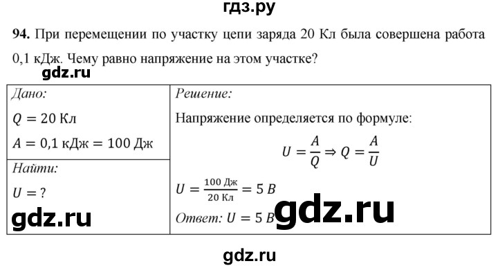 ГДЗ по физике 8 класс Громов   задача - 94, Решебник