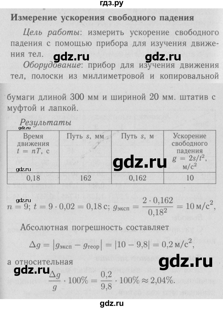 ГДЗ по физике 9 класс Перышкин  Базовый уровень лабораторная работа - 2, Решебник  к учебнику 2009 (синий учебник)