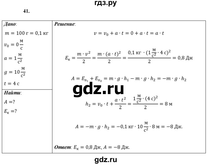 ГДЗ по физике 9 класс Перышкин  Базовый уровень задача - 41, Решебник к учебнику 2021 (Просвещение)