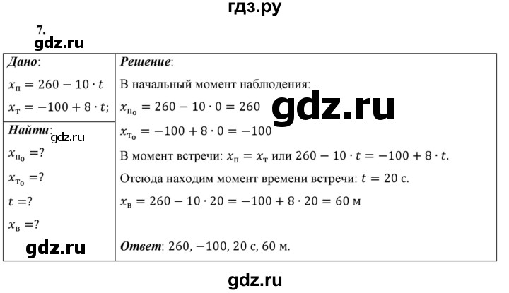 ГДЗ по физике 9 класс Перышкин  Базовый уровень задача - 7, Решебник к учебнику 2021 (Просвещение)