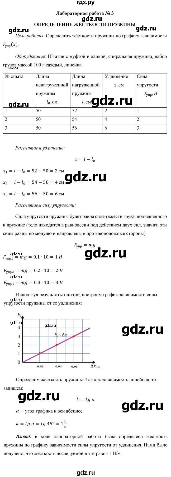 ГДЗ Лабораторная Работа 3 Физика 9 Класс Перышкин, Гутник