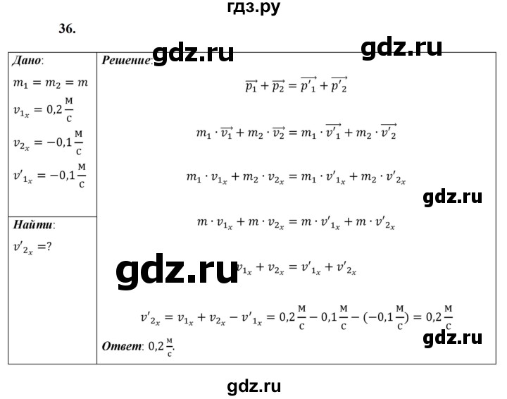 ГДЗ по физике 9 класс Перышкин  Базовый уровень задача - 36, Решебник к учебнику 2023 (Просвещение)