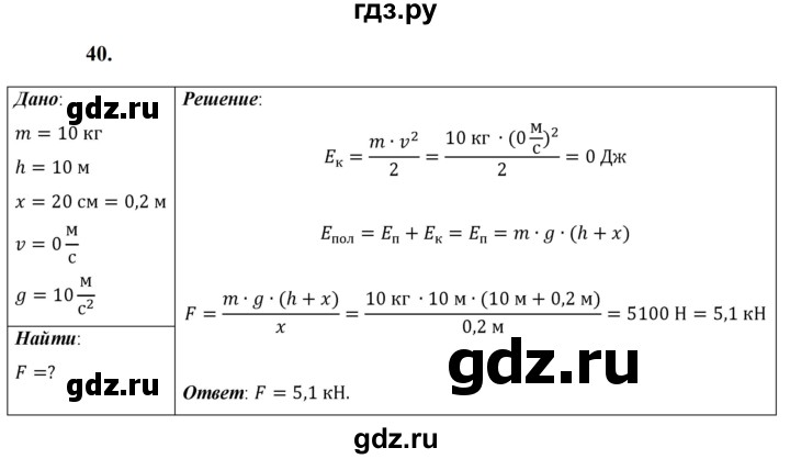 ГДЗ по физике 9 класс Перышкин  Базовый уровень задача - 40, Решебник к учебнику 2023 (Просвещение)