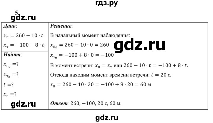 ГДЗ по физике 9 класс Перышкин  Базовый уровень задача - 5, Решебник к учебнику 2023 (Просвещение)