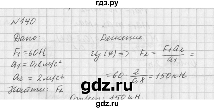 ГДЗ по физике 10‐11 класс  Рымкевич задачник  номер - 140, решебник