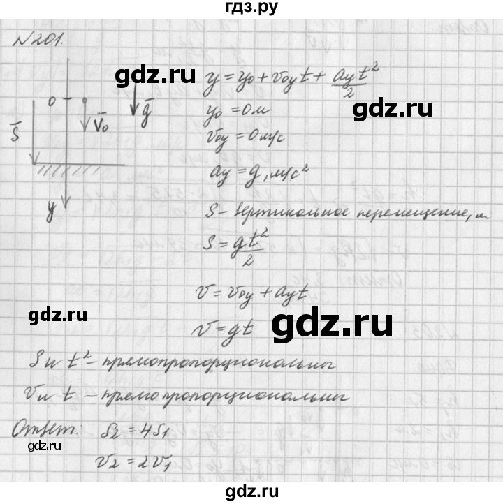 ГДЗ по физике 10‐11 класс  Рымкевич задачник  номер - 201, решебник