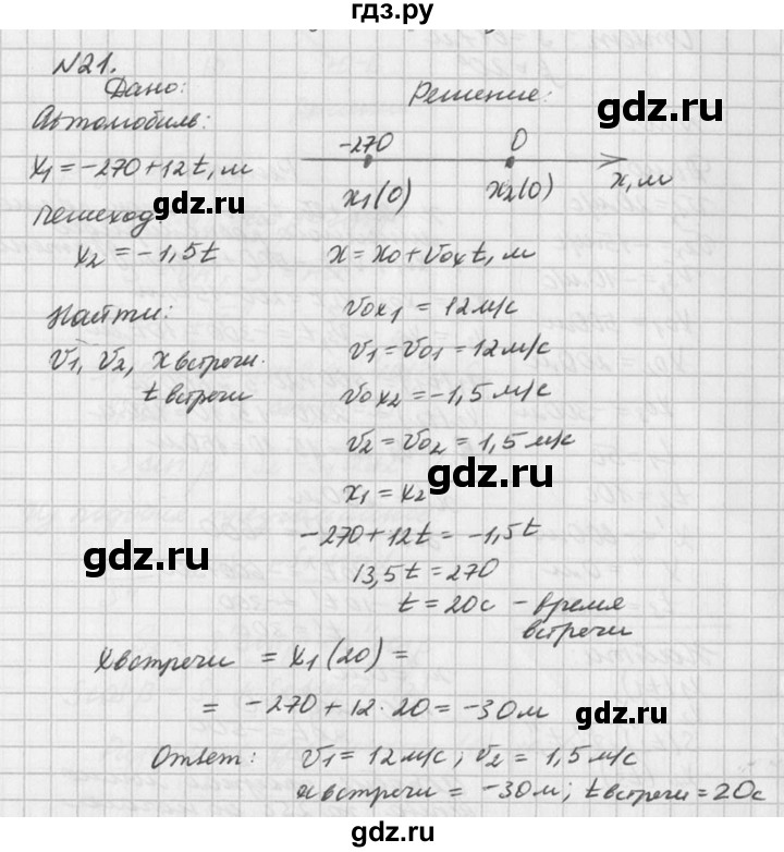 ГДЗ Номер 21 Физика 10‐11 Класс Задачник Рымкевич