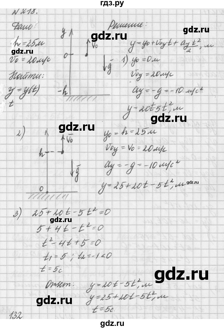 ГДЗ по физике 10‐11 класс  Рымкевич задачник  номер - 218, решебник