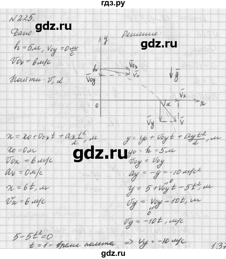 ГДЗ по физике 10‐11 класс  Рымкевич задачник  номер - 225, решебник