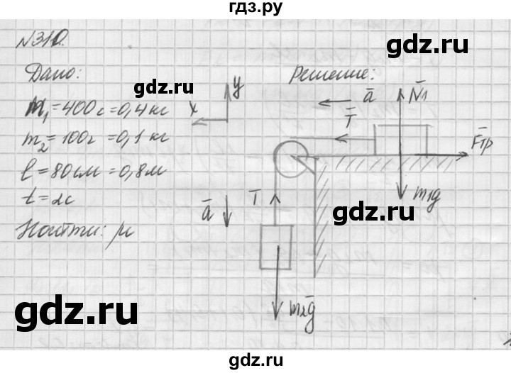 ГДЗ по физике 10‐11 класс  Рымкевич задачник  номер - 310, решебник