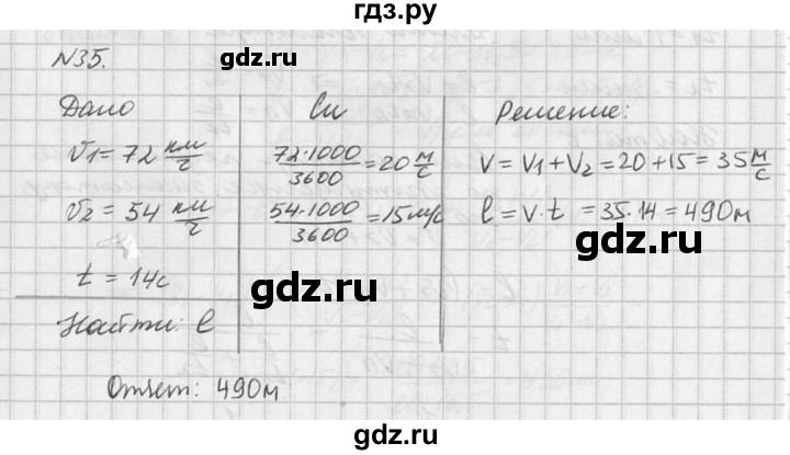 ГДЗ по физике 10‐11 класс  Рымкевич задачник  номер - 35, решебник