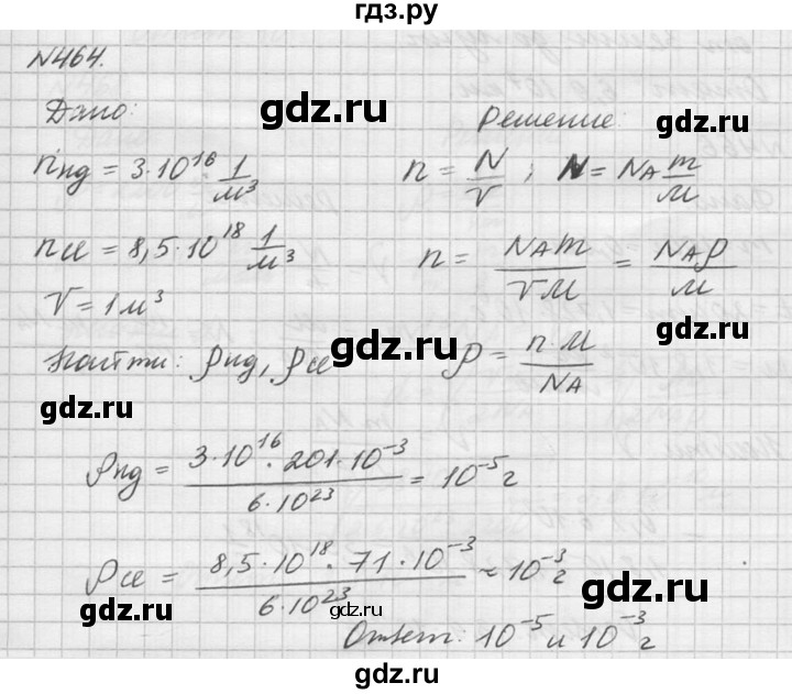 ГДЗ по физике 10‐11 класс  Рымкевич задачник  номер - 464, решебник