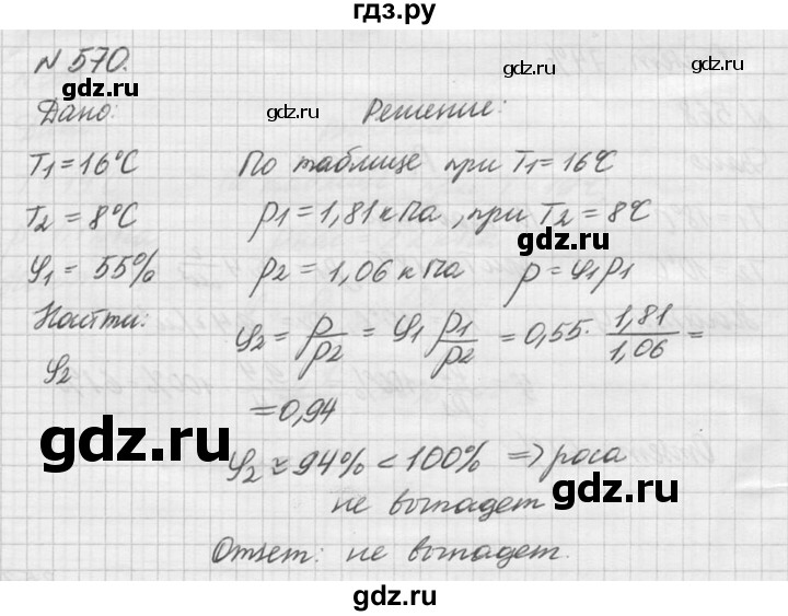 ГДЗ по физике 10‐11 класс  Рымкевич задачник  номер - 570, решебник
