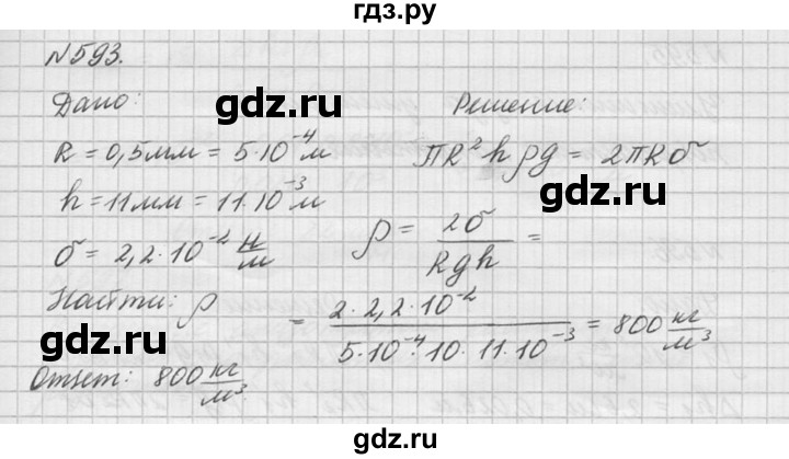 ГДЗ по физике 10‐11 класс  Рымкевич задачник  номер - 593, решебник