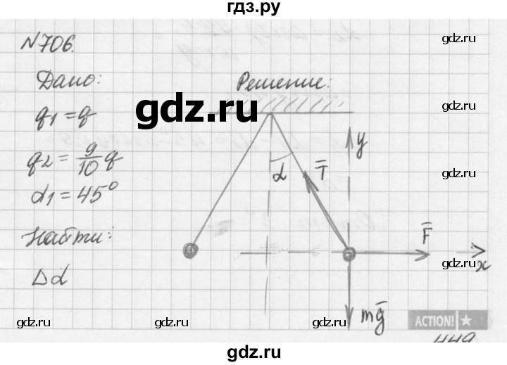 ГДЗ по физике 10‐11 класс  Рымкевич задачник  номер - 706, решебник