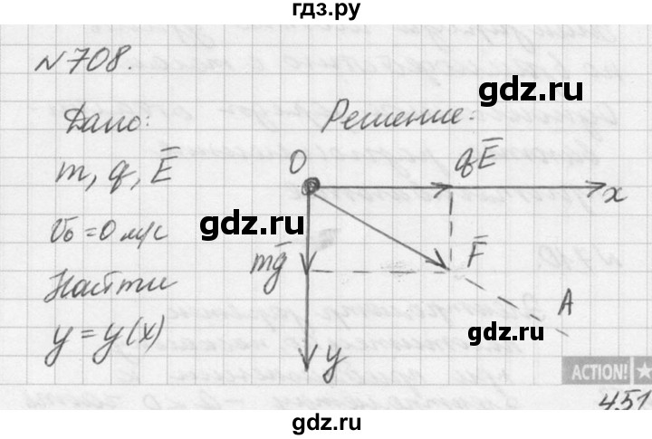 ГДЗ по физике 10‐11 класс  Рымкевич задачник  номер - 708, решебник