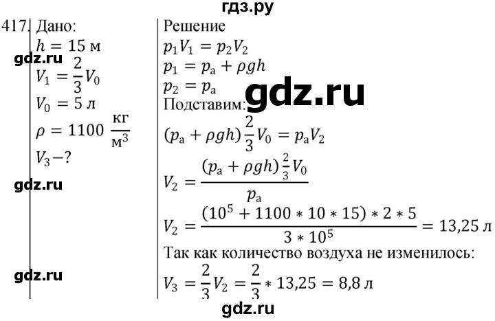 ГДЗ по физике 10‐11 класс Парфентьева сборник задач (Мякишев)  10 класс - 417, Решебник
