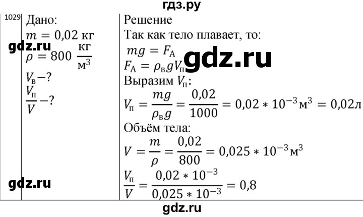 ГДЗ по физике 10‐11 класс Парфентьева сборник задач (Мякишев)  11 класс - 1029, Решебник