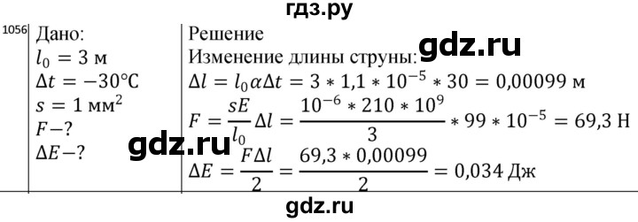 ГДЗ по физике 10‐11 класс Парфентьева сборник задач (Мякишев)  11 класс - 1056, Решебник