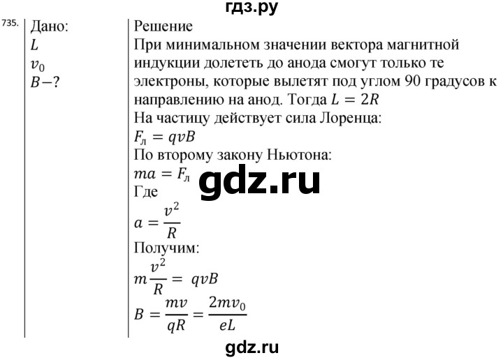 ГДЗ по физике 10‐11 класс Парфентьева сборник задач (Мякишев)  11 класс - 735, Решебник