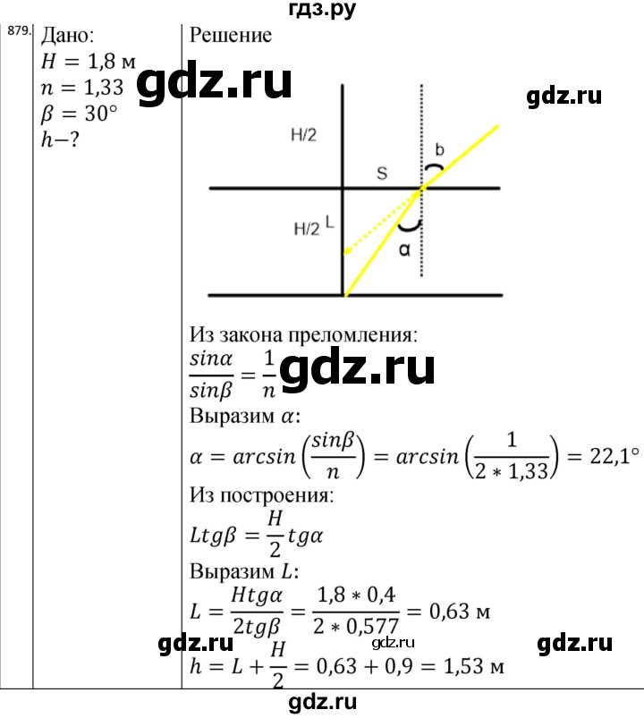 ГДЗ по физике 10‐11 класс Парфентьева сборник задач (Мякишев)  11 класс - 879, Решебник